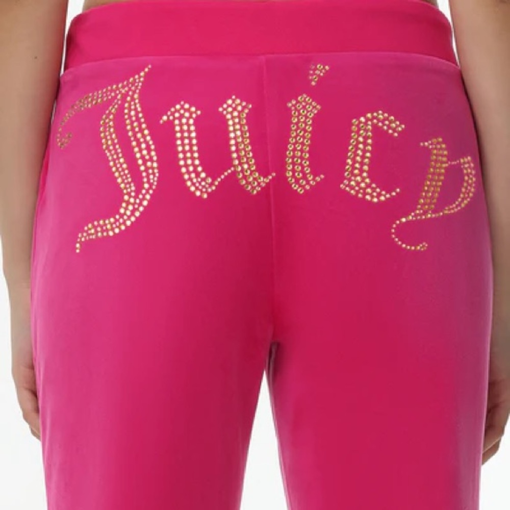 Juicy Couture Pink Track Pants with bling Logo Detail Sz M